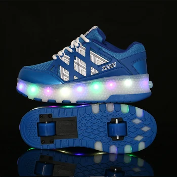 Dimensiunea 28-43 Luminos Adidasi cu roti Duble pentru Copii Baieti Stralucitoare Pantofi de Skate Role Copii Fete Lumini LED Roata de Adidași
