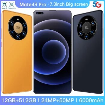 Noi Mate43 Pro telefonul Mobil Android 10.0 nivel Mondial Versiunea 7.3 inch Ecran HD de 12GB 512GB Telefon 6000mAh 4G SmartPhone GPS WIfi HUAWE