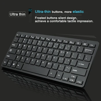 Tastatura cu fir Ultra subțire Liniștită Mici Dimensiuni 78 Chei Mini Multimedia Tastatura USB Pentru Laptop PC cu arabă, rusă, ebraică autocolant