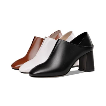 FEDONAS Singur Concis Piele Femei Pantofi Elegant Square Toe Tocuri Groase Pompe Famale 2020 Primăvară Pantofi de Vara pentru Femeie