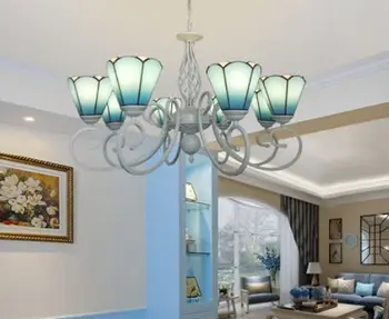 Europene alb minimalist living candelabru American de sticlă dormitor candelabru Tiffany stil rustic, sala de mese lampa