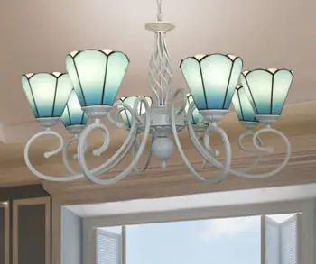 Europene alb minimalist living candelabru American de sticlă dormitor candelabru Tiffany stil rustic, sala de mese lampa
