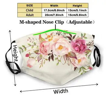 Romantic Acuarelă Buchet de Flori de Imprimare 3d Reutilizabile Gura Masca Filtru Lavabil Anti Praf Masca de Fata cu Flori Flori