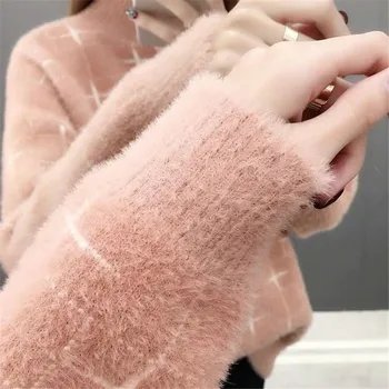 2019 Noi Femei Toamna Iarna Moda Coreeană De Bază Pulover Maneca Lunga Guler Liber Pulovere Tricotate Femei Pulovere Pulovere