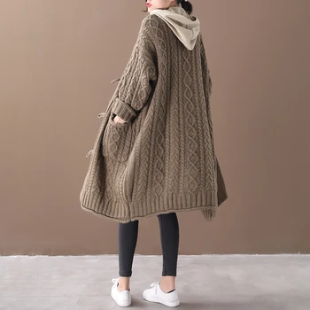 De sex feminin nou toamna și iarna plus dimensiune coreeană stil de îmbrăcăminte exterioară literare corn catarama tricot pulover cardigan