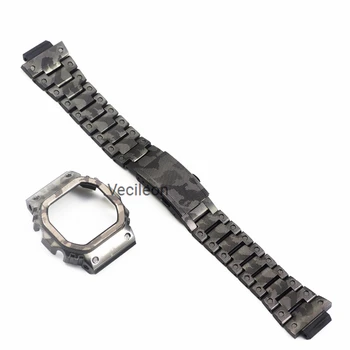 Otel Inoxidabil 316L Nou Camuflaj Inoxidabil Watchbands Pentru DW5600 GW-M5610 GW5000 Watchband Rama/Carcasa de Metal Curea Ceas trupa