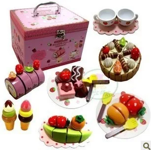 Mama gradina pentru copii playhouse capsuni tort delicios ceai de după-amiază grupuri de jucării din lemn set