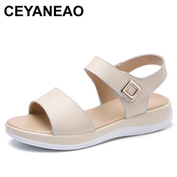 CEYANEAOWhite sandale de vara pentru Femei pantofi Confortabili piele naturala sandale cu platforma pentru mersul pe jos studenți Sandale shoesE049