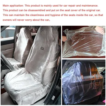 100buc universal mașină de unică folosință de plastic PE scaun moale de acoperire rezistent la apa de reparații auto capac de protecție