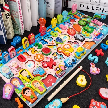 Puzzle Digital, Jucarii din Lemn de Învățare Timpurie Puzzle de Fructe de Animale de Trafic Numărul de Puzzle de Învățământ Preșcolar Copii Jucarii pentru Copii