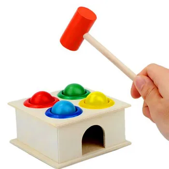 1Set de Lemn cu Ciocanul Mingea Ciocan Cutie Copii Distractiv Joc Hamster Joc Jucărie de Învățare Timpurie Jucarii Educative