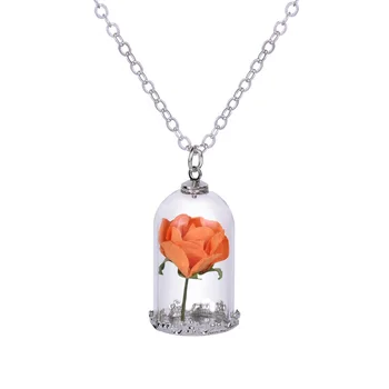 En-gros 12pc Clasice de Cristal Flacon de Sticlă Coliere Pandantive de Trandafir Uscate Flori de Bijuterii Pentru Femei, Mama de Ziua Mamei cadouri