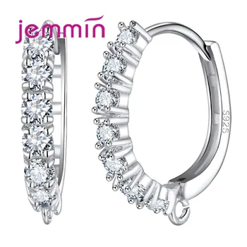 Noi Cristal Alb 925 Nunta de Argint Cercei Pentru Femei de Moda Trendy Mici Geometrice Rotunde Hoop Cercel 10buc