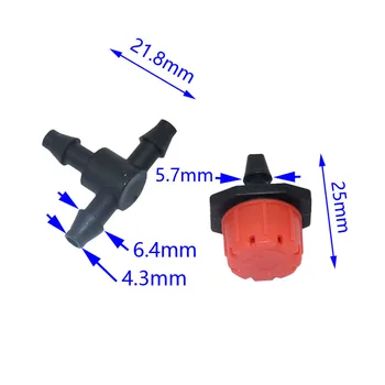 Irigare 8 găuri roșii dripper Reglabil Aspersoare 1/4 tee Barb Conector Ceață Conector 4/7 Adaptor de Furtun de udare 120set