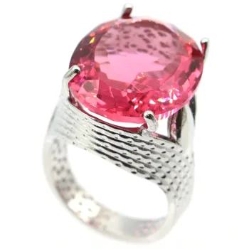 22x18mm Mari Ovale Inel pentru Femei Delicate Tăiat Fin Orbitor Creat Morganite Pink Inel de Argint Bijuterii de Mireasă de Vânzare Fierbinte