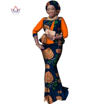 Bintarealwax Nou Africane Fusta Seturi pentru Femei Dashiki Gratuit handtie Africa Rochie Bazin Riche Plus Dimensiune Îmbrăcăminte Nunta WY2290