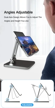 Birou Mobil cu Suport pentru Telefon Stand Pentru iPhone iPad Xiaomi Metal Reglabil pe Desktop, Tablet Holder Universal Masa Telefon Mobil Stand