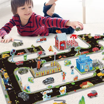 Parcare Accesorii DIY Scena Puzzle Asamblat Puzzle Harta Cu Jucării pentru Copii Aliaj Model de Masina Mașină de Jucărie Jucarii pentru Copii Cadouri
