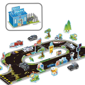 Parcare Accesorii DIY Scena Puzzle Asamblat Puzzle Harta Cu Jucării pentru Copii Aliaj Model de Masina Mașină de Jucărie Jucarii pentru Copii Cadouri