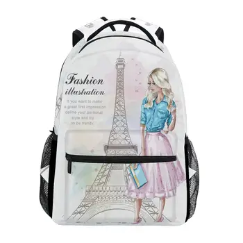 ALAZA Moda Rucsac ghiozdane pentru fete adolescente turnul Eiffel Printuri Rucsac Student Elementare Ghiozdane domnisoare Saci de Carte