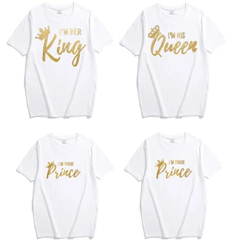 Familia Potrivite Tinutelor de Vara Tatăl Regele Regina Mama Fiica Printesa Fiul Prințului Haine de Bumbac T-shirt de Moda Uite de Familie