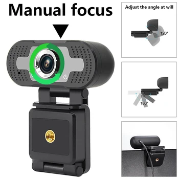 Webcam 1080P, Camera Web HD cu Confidențialitate Acoperă, HD Built-in Microfon de 1920 x 1080p, USB, Plug n Play Web Cam, Video de ecran Lat