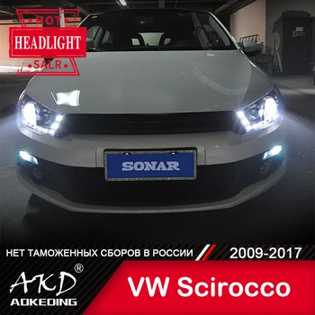 Pentru Auto VW Scirocco Lampă de Cap 2009-2017 Accesorii Auto Ceata Lumini de Zi de Funcționare Lumina DRL H7 LED Bi Xenon Bec Scirocco Faruri