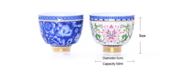 50ml Manual Chineză Tradițională Jingdezhen Albastru și Aur Alb Placat cu Ceramică Porțelan Ceașcă de Ceai Kung Fu Set de Ceai Ceașcă de ceai