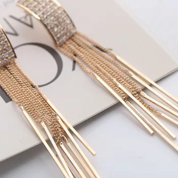 2020 Noua Culoare de Aur Timp de Cristal Ciucure Agățat Clip pe Cercei pentru Femei Nuntă Fără Piercing Ureche Clipuri Brinco Bijoux