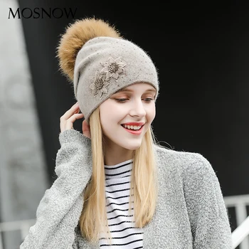 Pălării de iarnă Lână Pompom Blană de Înaltă Calitate Iarna Căciulă Tricotată Nou Brand de Moda Pălărie de sex Feminin Chelioși Capace #MZ801A