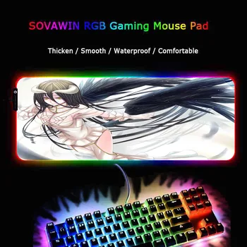 MRG Anime Overlord Sexy RGB Jocuri Mari Mousepad de Iluminat cu LED USB Keyboard Colorate Birou Pad Soareci Mat pentru PC, Laptop, Desktop