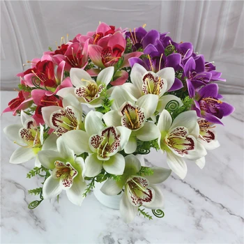 10buc Alb Proaspăt Artificiale Flori de Orhidee Cattleya Handmade Flori de Mătase Acasă în Camera de zi de Decorare Arta de Flori Artificiale XY03