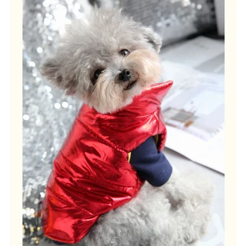 2019 Câine Haine pentru Toamna si Iarna, cel mai Nou Design Cald animale de Companie Vestă Groasă Haină Călduroasă Aur, Argint Culori Câine de Companie în Jos Jacheta 10E