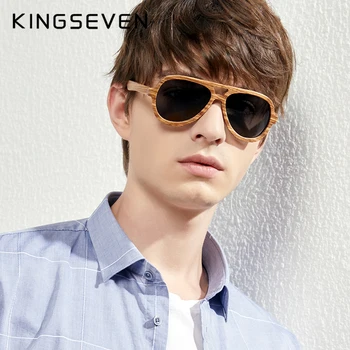 KINGSEVEN Noi din Lemn Natural Sunglassess Full Frame Manual Polarizati Oglinda de Acoperire Lentile de Ochelari Accesorii