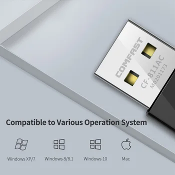 COMFAST Mini placa de Retea Dual Band 2.4 G&5.8 G de Mare Putere 650Mbps 802.11 AC Antena Pentru Laptop Desktop Window XP/7/8/10 CF-811AC