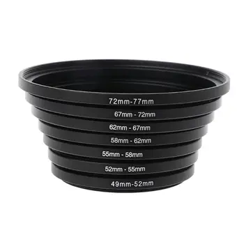 7Pcs/Set 49MM-77MM Universal Black Metal Aliaj de Aluminiu Step-up Ring Comună Camera Lens Adaptor Filtru Set Accesorii
