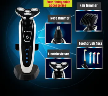 Aparat de Ras Electric Reincarcabil 3D Corp pentru Bărbați Patru Cuțit, se Spală Capul Plutitor Portabil Beard Trimmer Multi-funcție Dublă Utilizare aparat de Ras