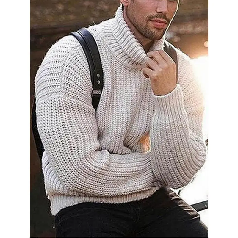 Iarna de înaltă gât gros pulover cald bărbați guler brand pulovere barbati slim fit pulover barbati tricotaje de sex masculin guler dublu - Îmbrăcăminte pentru bărbați <