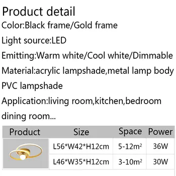 Noul Led Candelabru Negru si Aur Moderne Candelabru Tavan pentru camera de zi Dormitor Bucatarie sala de Mese Luciu Corpuri de Iluminat cu LED