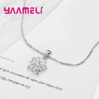 Fulg de nea Pandantiv colier Albastru seturi de bijuterii Femeie de Moda de Argint 925 Cristal Cercel pentru cadou de Ziua Îndrăgostiților