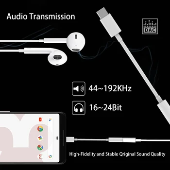 C USB la 3.5 mm Audio Digital Stereo Jack pentru Căști 24BIT HD Adaptor pentru iPad Pro Huawei P20 Xiaomi HTC Google Pixel 2/2XL 3/3XL