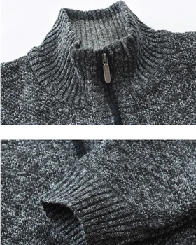 Iarna Fleece Gros Sweatercoat Mozaic de Bărbați de Lână Cardigan Pulover, Jachete Calde Tricotate, Sacouri Paltoane Masculine Casual Tricotaje