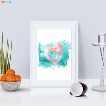 Inima XO Print Turcoaz și Coral Decor de Perete Pepinieră Arta de Perete Roz Fete Dormitor Decor Panza Poster Print Imagini Pictura