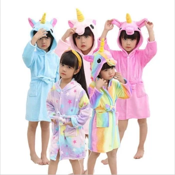 3-10T Halate de baie pentru Fete Pijamale Copii Curcubeu Unicorn Model cu Gluga Prosop de Băieți Halat de Baie Pijamale Copii patura de dormit