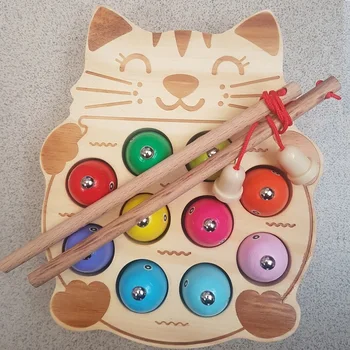 Învățare Joc de pescuit magnetic pisica fericit, Montessori