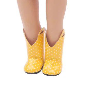 18 inch Fete papusa pantofi Elegant galben cizme impermeabile PU American nou-născuți încălțăminte jucării pentru Copii se potrivesc 43 cm baby dolls s102