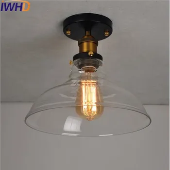 IWHD Sticlă Loft Industrial Edison Corpuri de iluminat de Tavan cu LED Camera de zi Lumini Plafondlamp Retro Vintage Lampă de Plafon