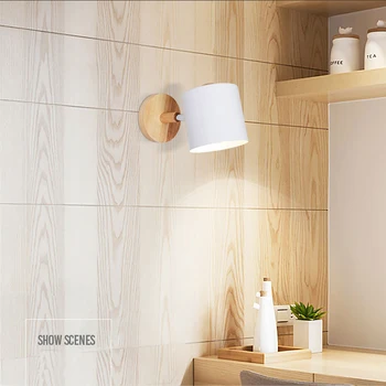 Nordic de dormitor din lemn masiv de perete de lumină minimalist modern macaron LED lampă de perete creative living iluminat interior AC85-265V
