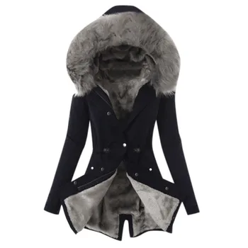 Doamnelor Căptușeală de Blană Haină de Femei Jachete de Iarna Gros de Cald Sacou Lung cu Gluga Palton palton femei mujer chaqueta jacheta haine