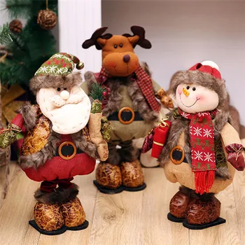 Retractabil în Picioare 43-76cm Crăciun Păpușă de Crăciun de Decorare Mare Moș Crăciun, om de Zăpadă Elan Papusa Copii Cadou de Anul Nou Jucărie